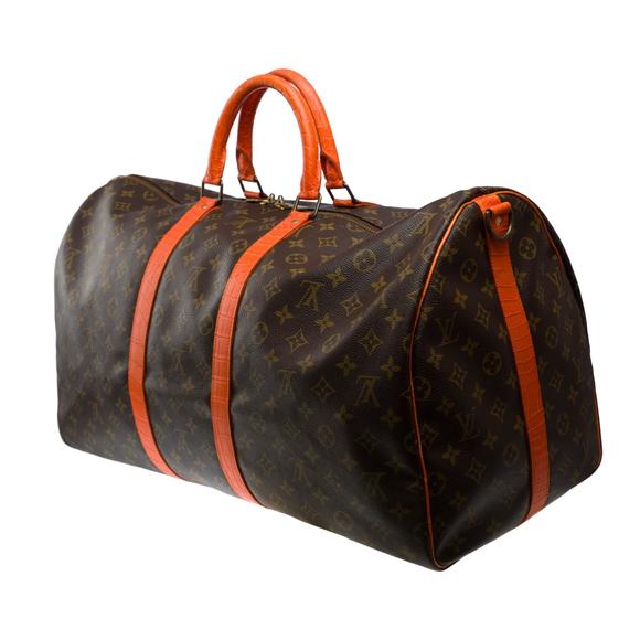 LOUIS VUITTON Customized Keepall 55 strap Travel bag with Orange Crocodile - Picture 5 of 9